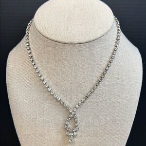 Vintage Silver Rhinestone Necklace